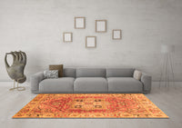 Machine Washable Abstract Orange Modern Rug, wshabs4014org