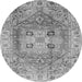 Round Machine Washable Abstract Gray Modern Rug, wshabs4014gry