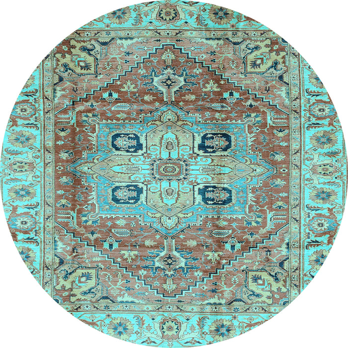 Round Abstract Light Blue Modern Rug, abs4014lblu