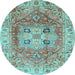 Round Abstract Light Blue Modern Rug, abs4014lblu