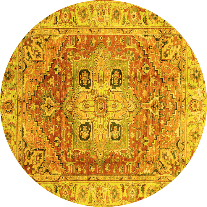 Round Machine Washable Abstract Yellow Modern Rug, wshabs4014yw