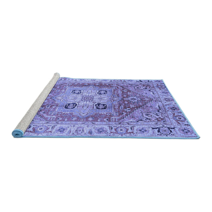 Sideview of Machine Washable Abstract Blue Modern Rug, wshabs4014blu