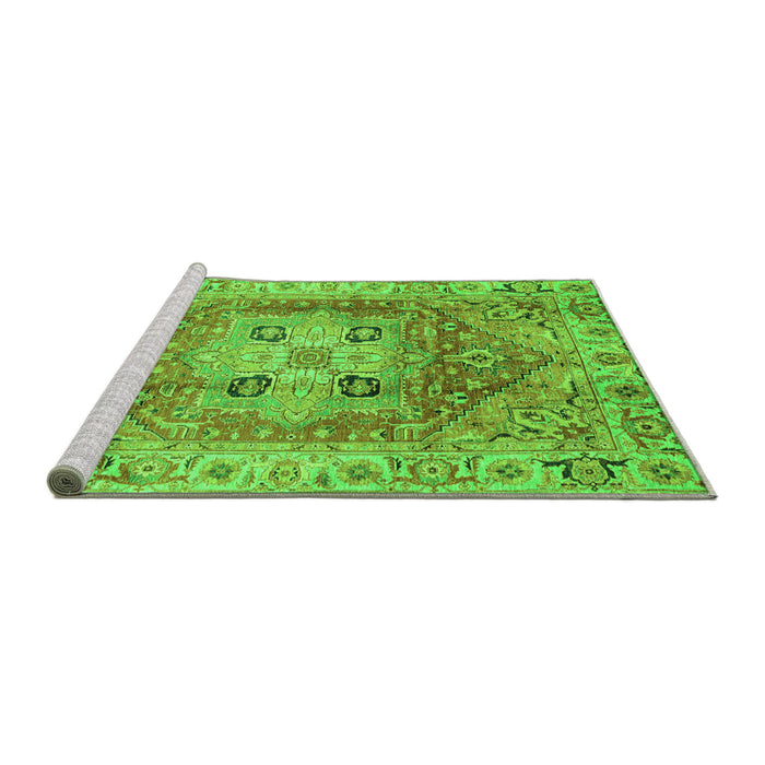 Sideview of Machine Washable Abstract Green Modern Area Rugs, wshabs4014grn