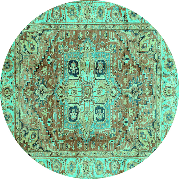 Round Abstract Turquoise Modern Rug, abs4014turq