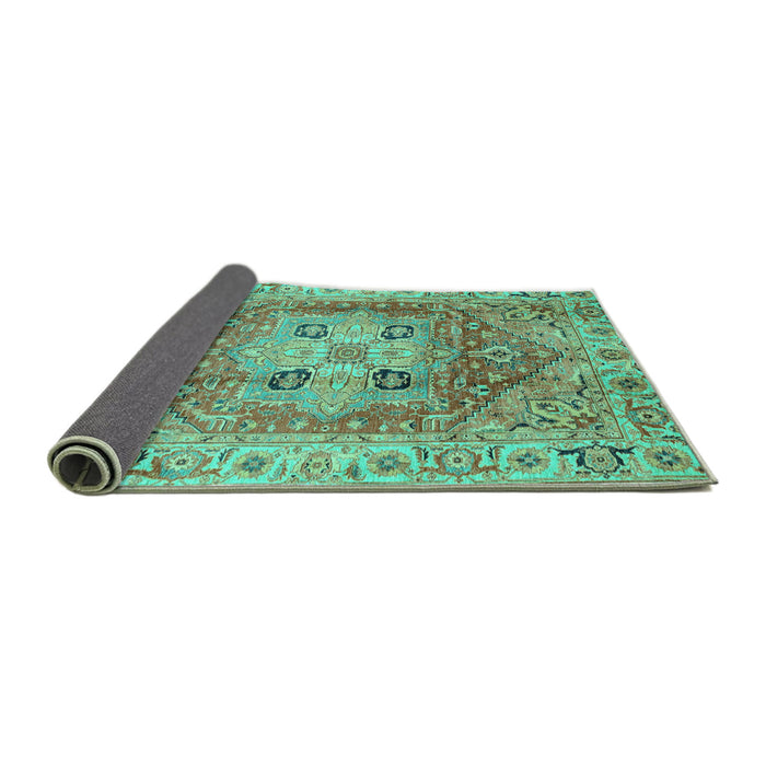 Sideview of Abstract Turquoise Modern Rug, abs4014turq