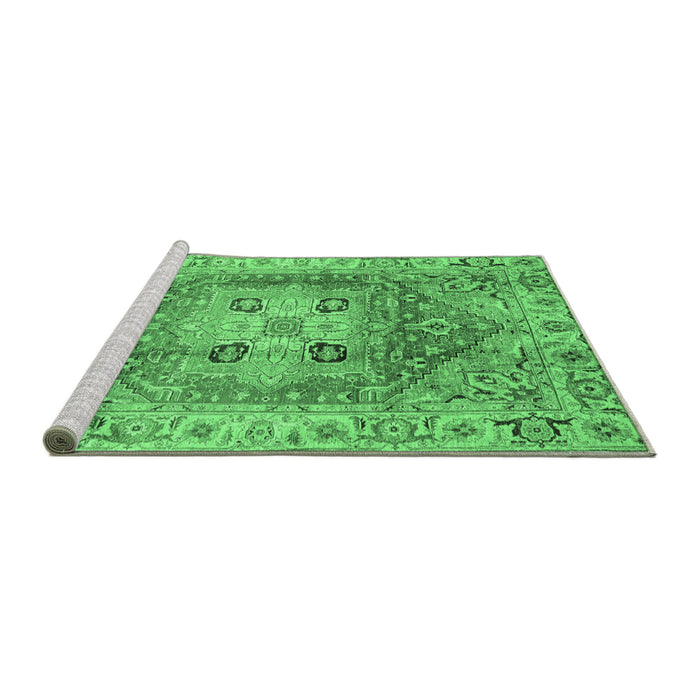 Sideview of Machine Washable Abstract Emerald Green Modern Area Rugs, wshabs4014emgrn