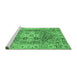 Sideview of Machine Washable Abstract Emerald Green Modern Area Rugs, wshabs4014emgrn