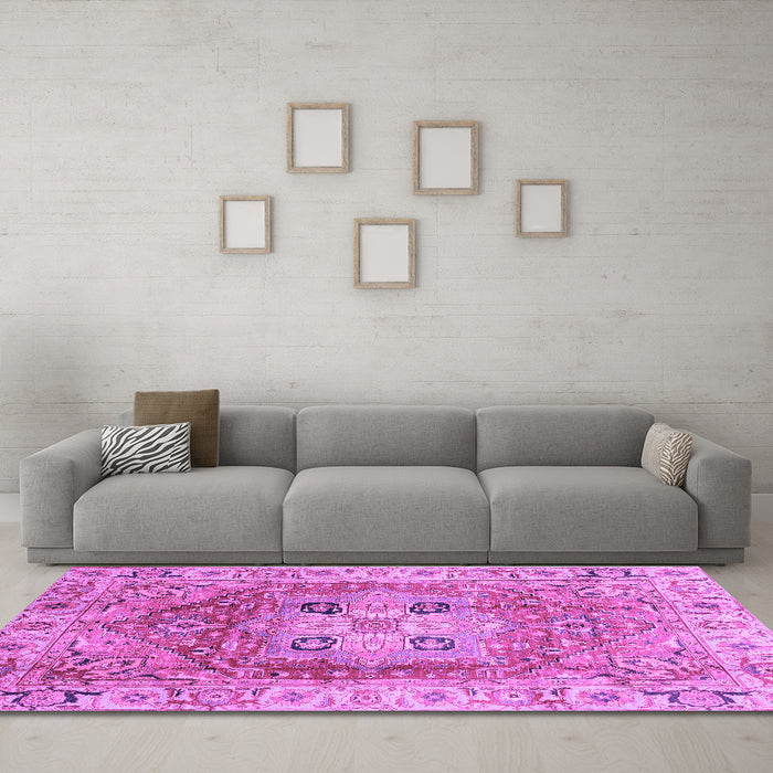 Machine Washable Abstract Purple Modern Area Rugs in a Living Room, wshabs4014pur