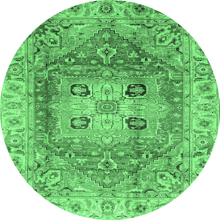 Round Abstract Emerald Green Modern Rug, abs4014emgrn