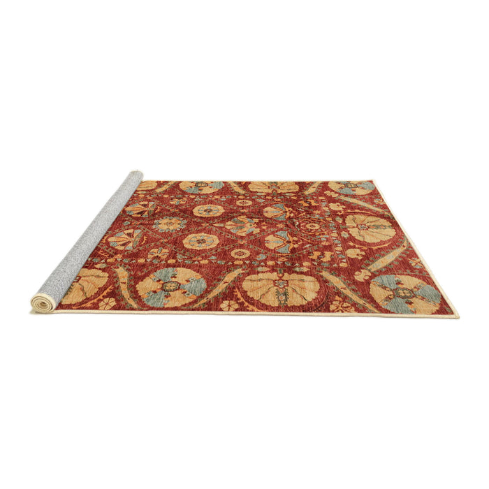 Sideview of Machine Washable Abstract Yellow Rug, wshabs4015