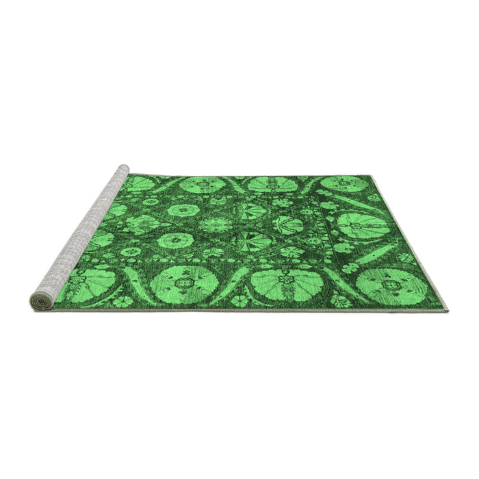 Sideview of Machine Washable Abstract Emerald Green Modern Area Rugs, wshabs4015emgrn