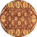 Round Abstract Brown Modern Rug, abs4015brn