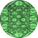 Round Abstract Emerald Green Modern Rug, abs4015emgrn