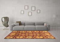 Machine Washable Abstract Brown Modern Rug, wshabs4015brn