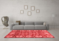 Machine Washable Abstract Red Modern Rug, wshabs4015red