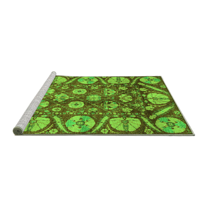 Sideview of Machine Washable Abstract Green Modern Area Rugs, wshabs4015grn