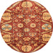 Round Machine Washable Abstract Yellow Rug, wshabs4015