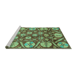 Sideview of Machine Washable Abstract Turquoise Modern Area Rugs, wshabs4015turq