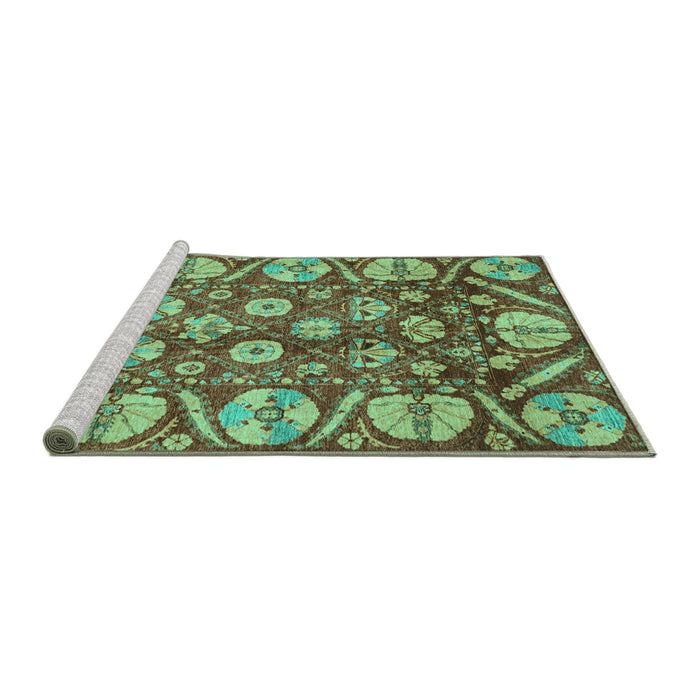 Sideview of Machine Washable Abstract Turquoise Modern Area Rugs, wshabs4015turq