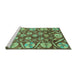 Sideview of Machine Washable Abstract Turquoise Modern Area Rugs, wshabs4015turq