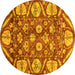 Round Machine Washable Abstract Yellow Modern Rug, wshabs4015yw