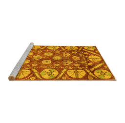 Sideview of Machine Washable Abstract Yellow Modern Rug, wshabs4015yw