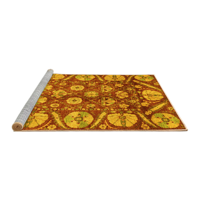 Sideview of Machine Washable Abstract Yellow Modern Rug, wshabs4015yw