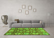 Machine Washable Abstract Green Modern Area Rugs in a Living Room,, wshabs4015grn