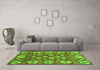 Machine Washable Abstract Green Modern Rug, wshabs4015grn