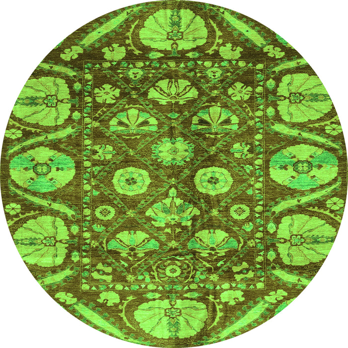Round Abstract Green Modern Rug, abs4015grn