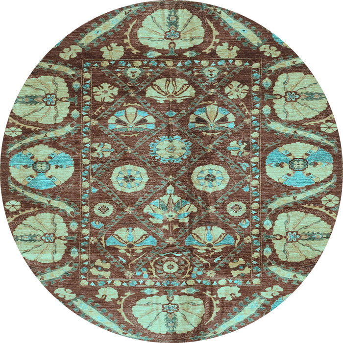 Round Abstract Light Blue Modern Rug, abs4015lblu
