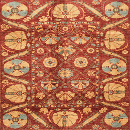 Square Abstract Yellow Modern Rug, abs4015