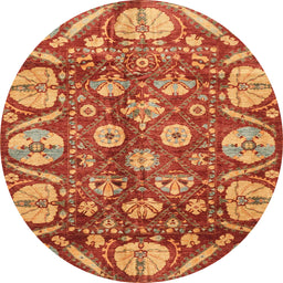 Round Abstract Yellow Modern Rug, abs4015
