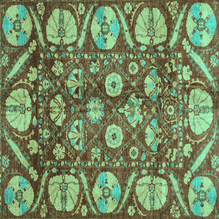 Square Machine Washable Abstract Turquoise Modern Area Rugs, wshabs4015turq