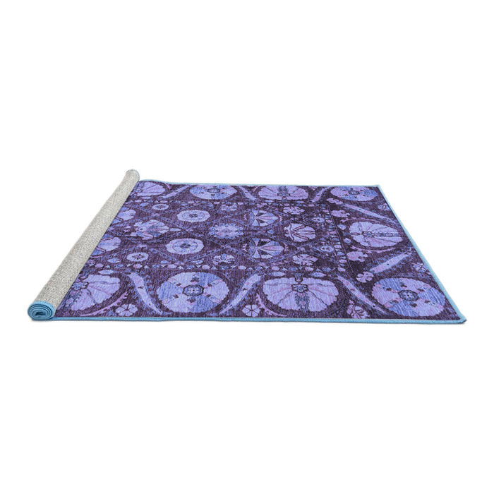 Sideview of Machine Washable Abstract Blue Modern Rug, wshabs4015blu
