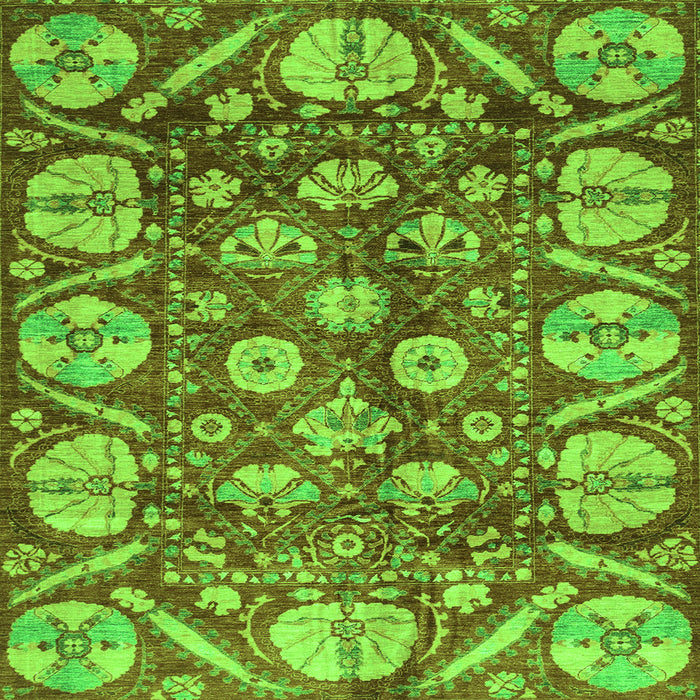 Square Abstract Green Modern Rug, abs4015grn