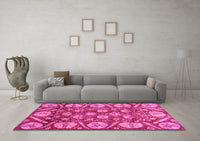 Machine Washable Abstract Pink Modern Rug, wshabs4015pnk