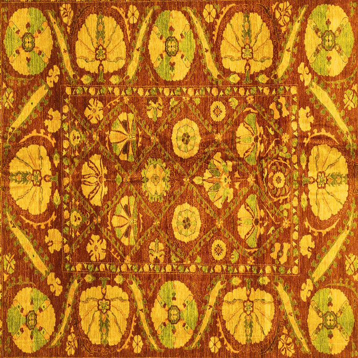 Square Machine Washable Abstract Yellow Modern Rug, wshabs4015yw