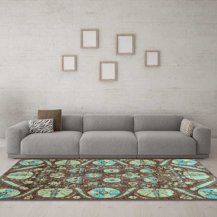 Machine Washable Abstract Light Blue Modern Rug in a Living Room, wshabs4015lblu