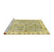 Sideview of Machine Washable Abstract Brass Green Rug, wshabs4016