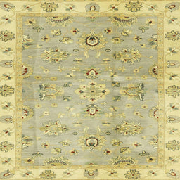 Square Machine Washable Abstract Brass Green Rug, wshabs4016