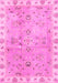 Machine Washable Oriental Pink Traditional Rug, wshabs4016pnk