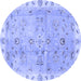 Round Oriental Blue Traditional Rug, abs4016blu