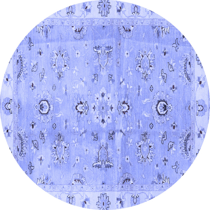 Round Machine Washable Oriental Blue Traditional Rug, wshabs4016blu
