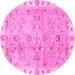 Round Oriental Pink Traditional Rug, abs4016pnk