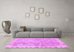 Machine Washable Oriental Purple Traditional Area Rugs in a Living Room, wshabs4016pur