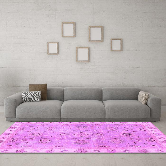 Machine Washable Oriental Purple Traditional Area Rugs in a Living Room, wshabs4016pur