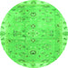 Round Oriental Green Traditional Rug, abs4016grn