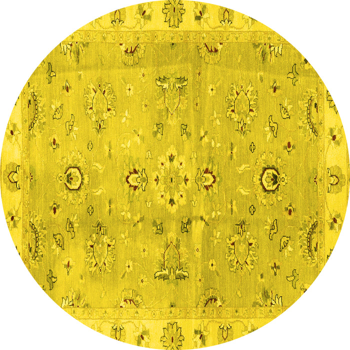 Round Oriental Yellow Traditional Rug, abs4016yw