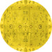 Round Oriental Yellow Traditional Rug, abs4016yw